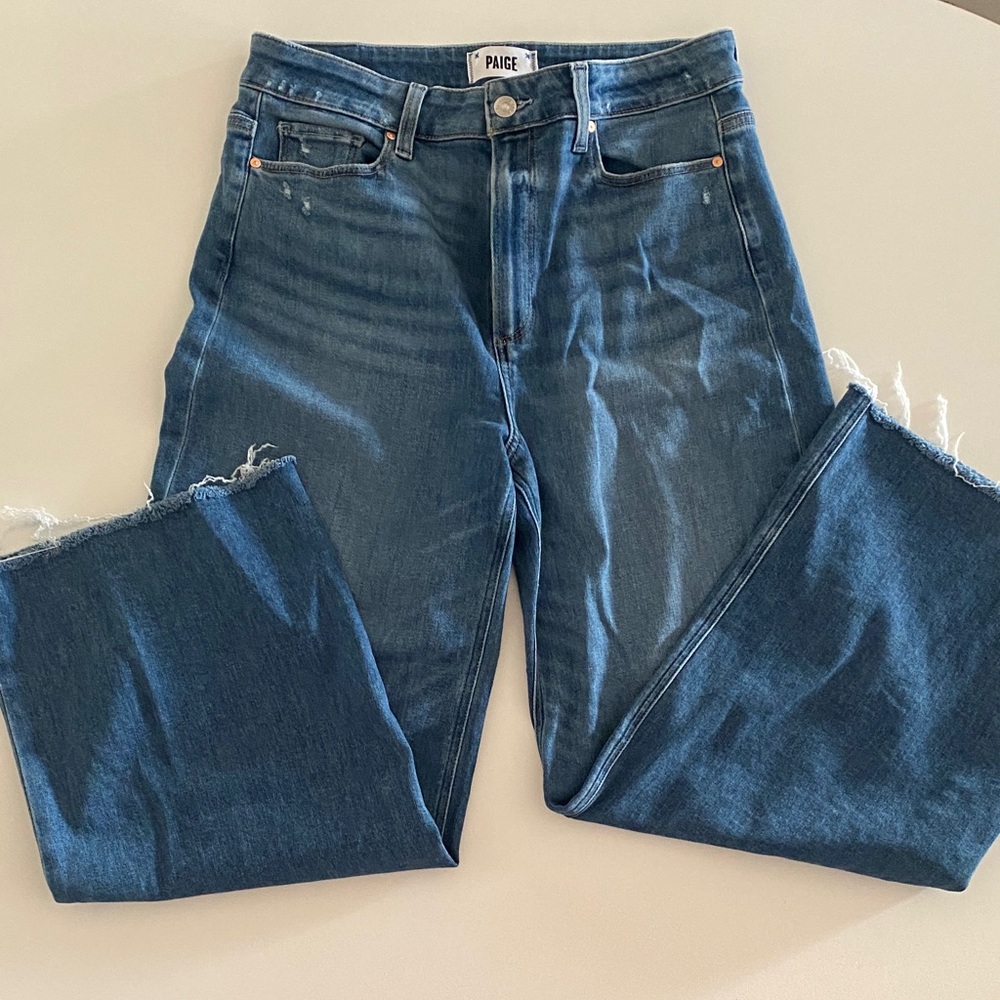 PAIGE Women’s Classic Blue Wide Leg Jeans